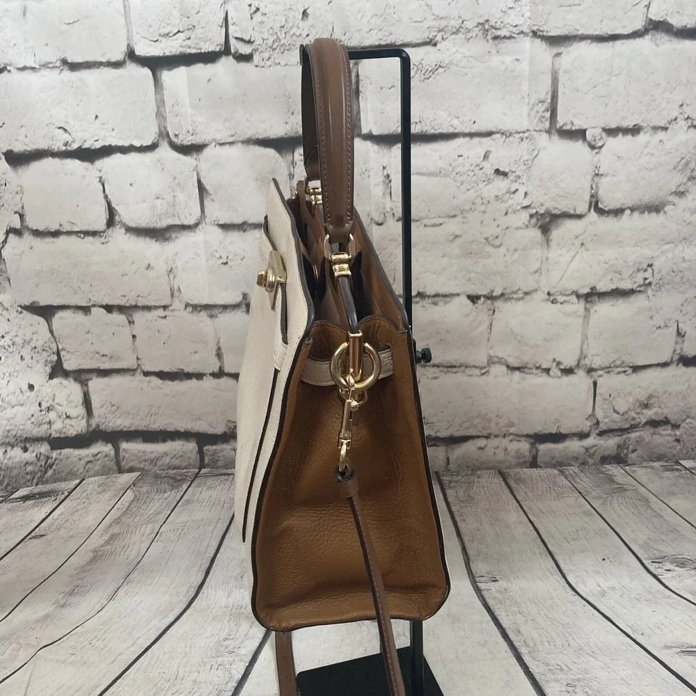 Coach Lane Top Handle Crossbody Bag Chalk Pebbled Leather C8210 Purse